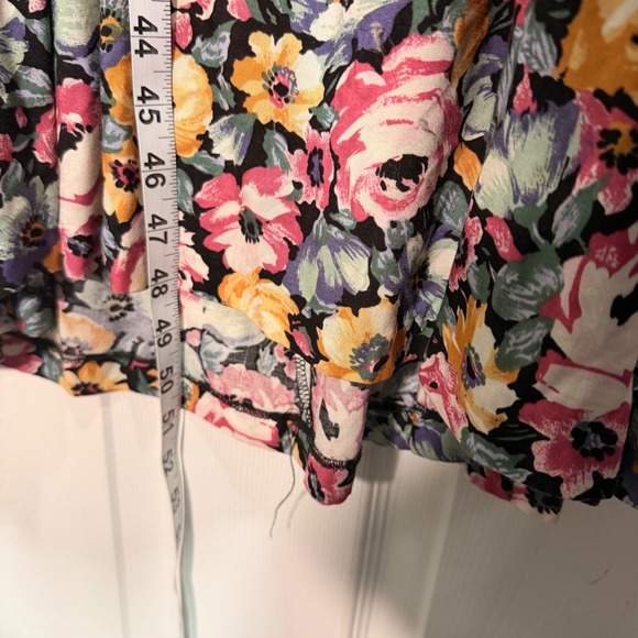 Paris Sport Club Floral Midi Dress Puff Sleeve Tie Waist Size 14 Small VTG - Picture 6 of 12